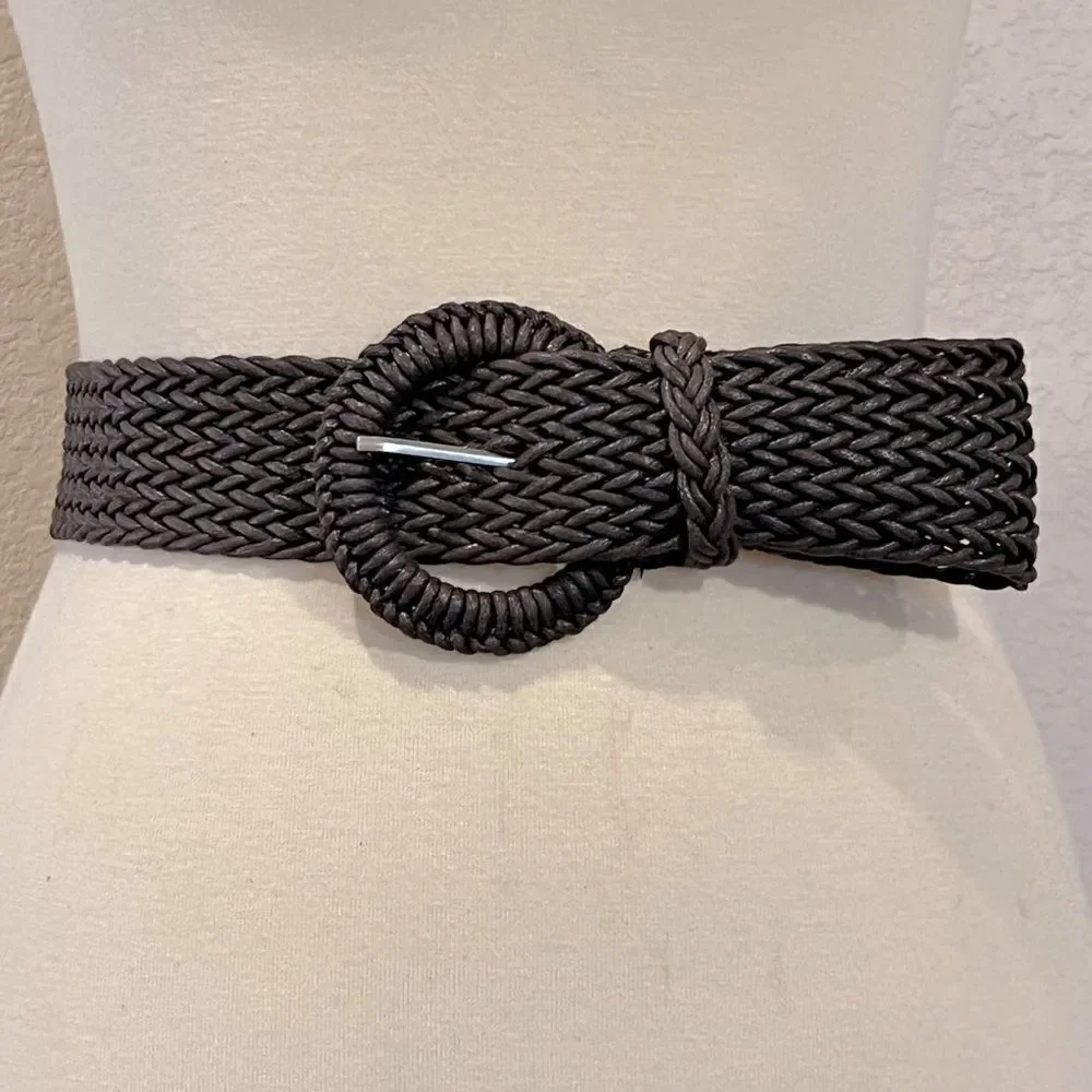 Brown Woven Belt One Size OS S Fits Up To 32” Waist